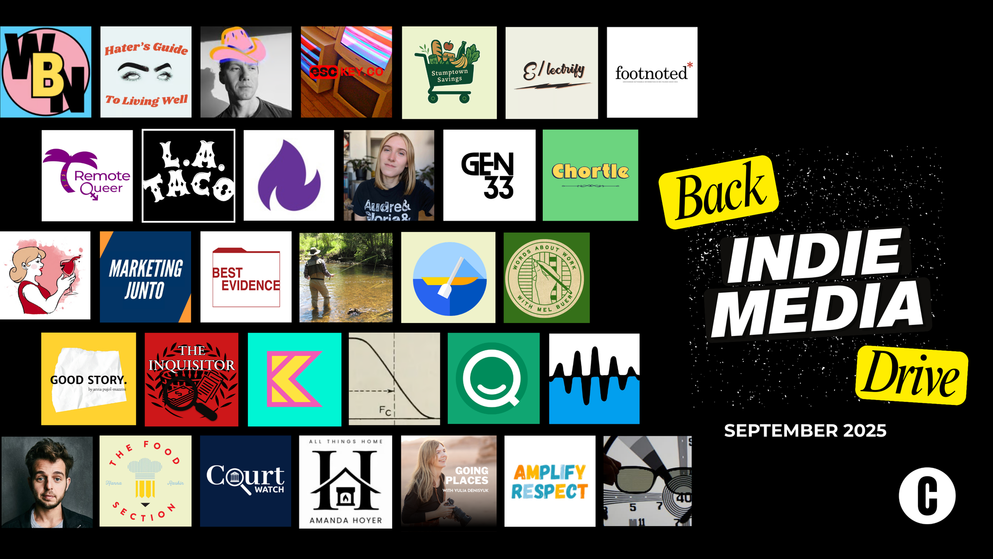 Back Indie Media Drive September 2025 with over 30 publisher logos